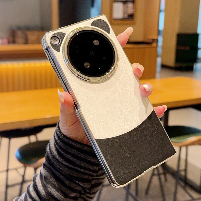 适用于OPPO Find N6手机壳新款简约可爱熊猫耳朵oppofindn5折叠屏电镀硬壳超薄防摔findn6高档保护套