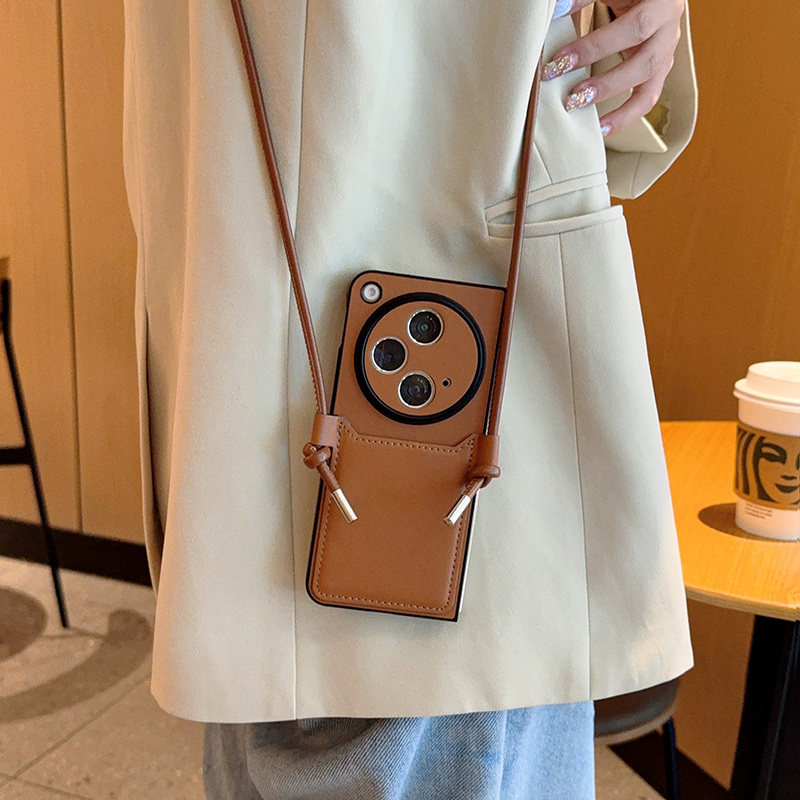 斜挎背带挂绳适用于OPPO Find N3手机壳新款折叠屏OPPOFindN6防摔超薄外壳oppofindn3flip高级感棕色卡包男女