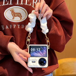 适用于VIVO 高档VIVO 便携手提链创意vivoxflip小折叠软皮革防摔时尚 Flip菱格小香风保护套 XFlip手机壳新款