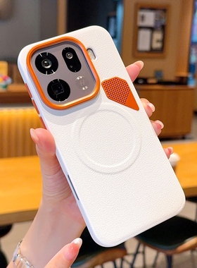 适用于OPPO Find X9Pro手机壳橙色金属镜头OPPOFindX9素皮防摔创意自带散热小孔findx9pro磁吸立体保护套