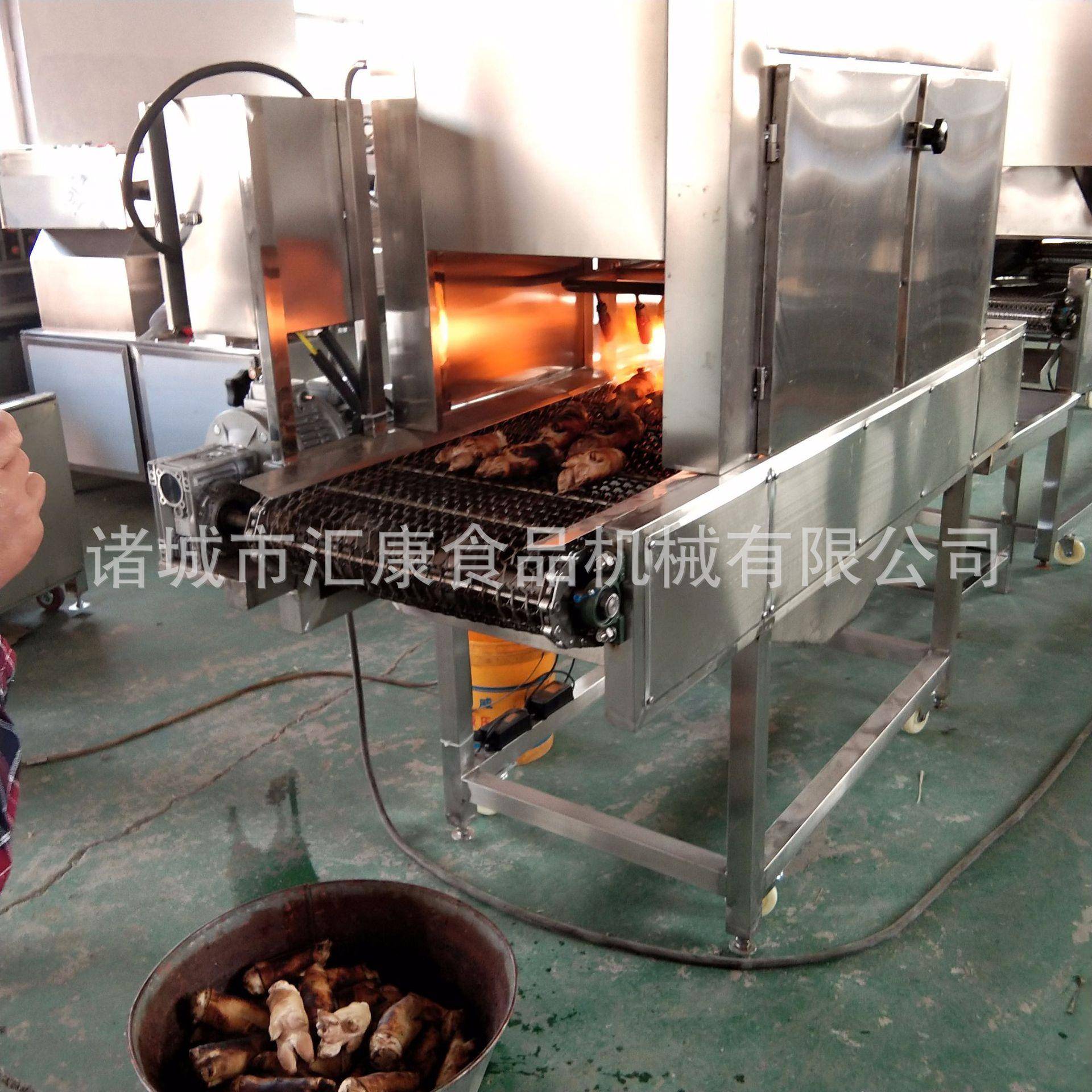 爪子烧毛机 化气喷流水SM-3000线 禽类皮双层网毛带猪燎毛机上液