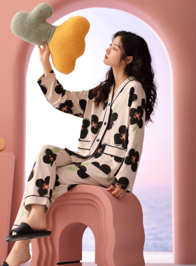 2025新款睡衣女春秋季秋冬纯棉长袖甜美开衫宽松家居服高级感套装