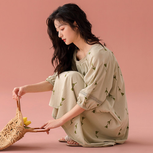 睡裙女夏季纯棉宽松甜美公主睡衣
