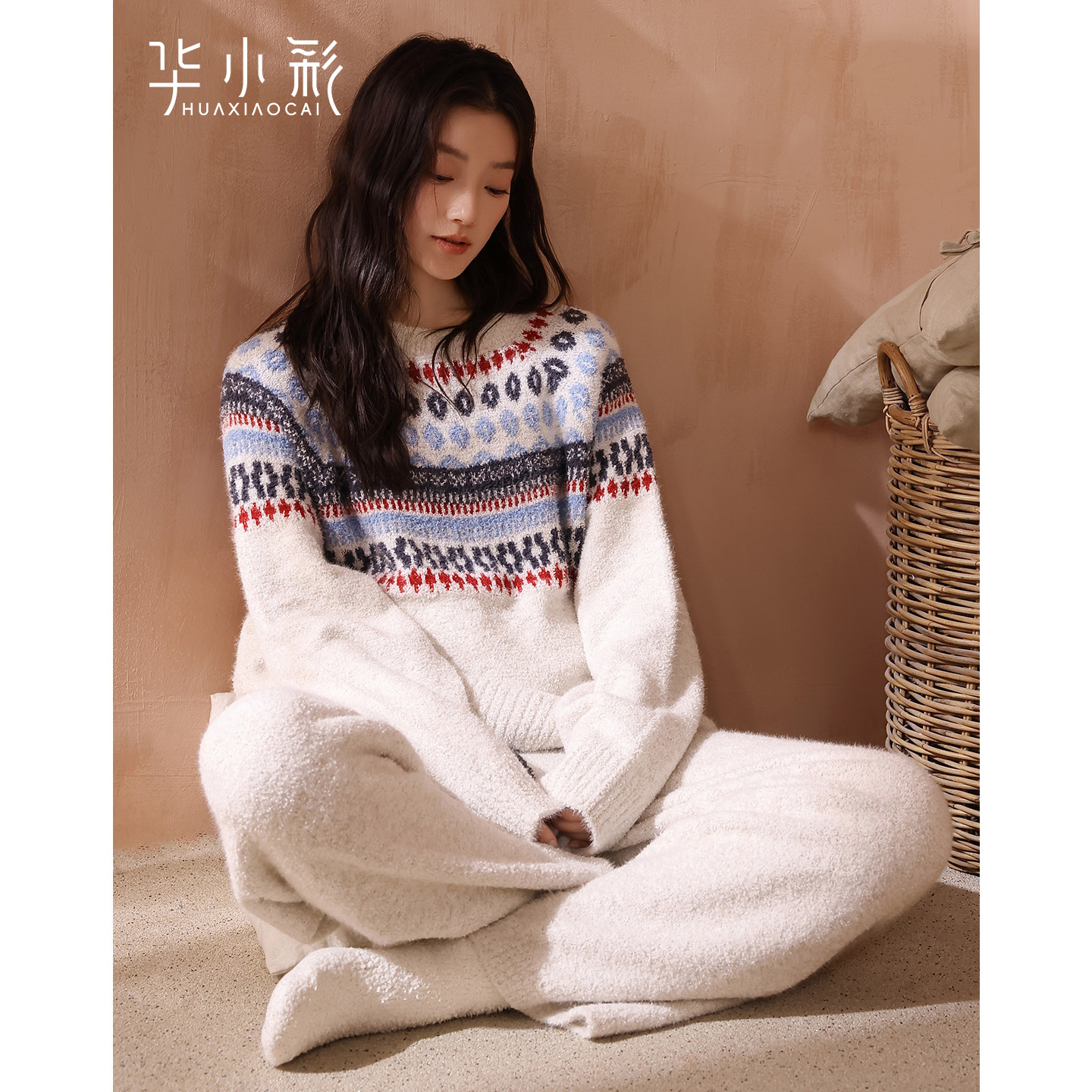 半边绒睡衣女秋冬季保暖毛绒外穿