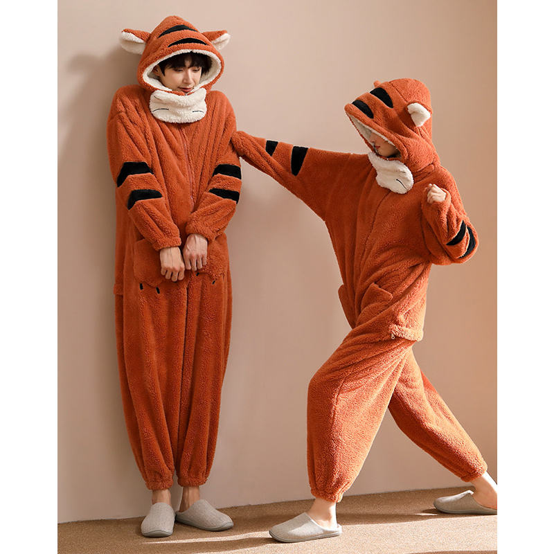 连体睡衣情侣可爱老虎装秋冬加厚