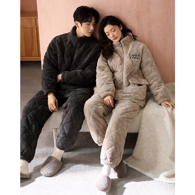 2025新款情侣睡衣冬季珊瑚绒三层加厚夹棉服套装休闲可外穿家居服,女士内衣/男士内衣/家居服,睡衣/家居服套装,淘宝优惠券,粉丝福利购,淘宝优惠卷