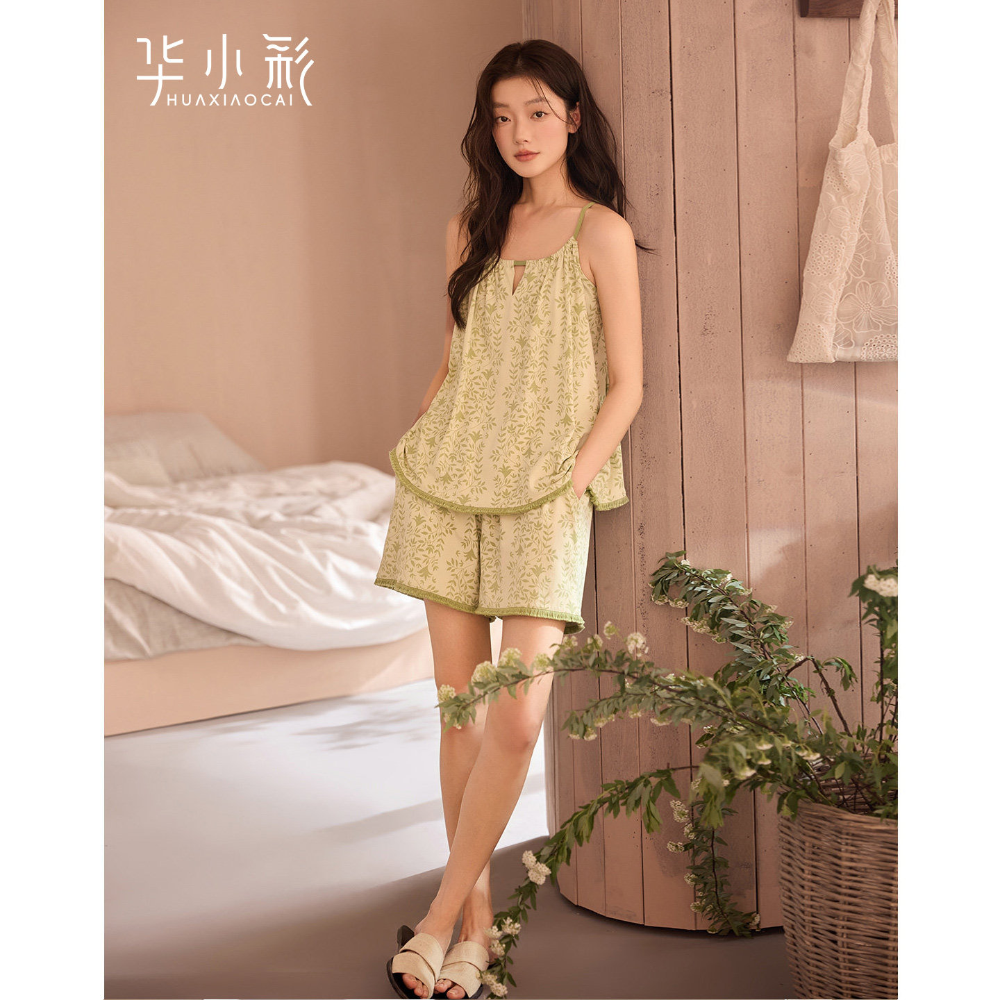女士睡衣夏季薄款吊带短裤纯棉家居服温柔轻熟风碎花性感两件套装
