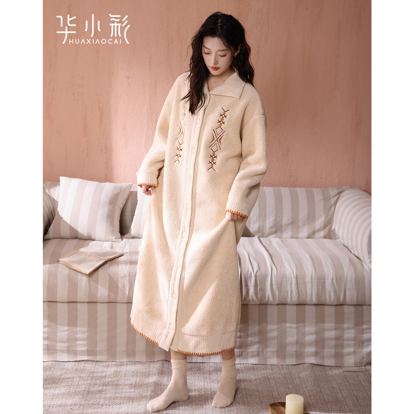 睡袍女2026新款冬季加厚珊瑚绒气质轻熟风家居服冬天长款浴袍睡衣