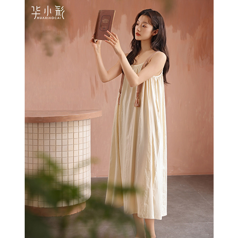 吊带睡裙女新款夏季纯棉薄款甜美可爱少女公主风性感睡衣夏天长裙