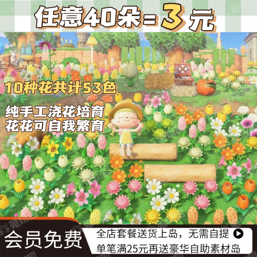 动物之森 异色花株杂交花铃兰金玫瑰风信子波斯菊郁金香种子素材
