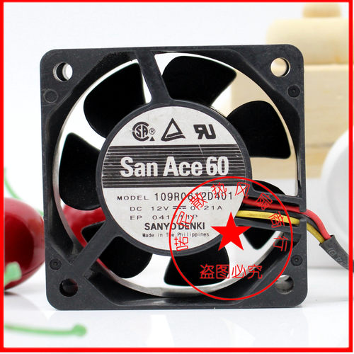 SANYO三洋 109R0612D401 6025 6CM 12V 0.21 双滚珠 轴承散热风扇