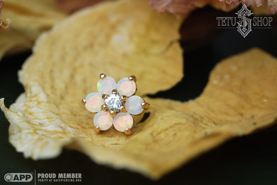 特土商店Anatometal美国专业人体穿孔珠宝饰品Flower Ends18K金