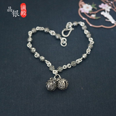 S999纯银脚链铃铛会响转运女复古民族风时尚 小众玫瑰花脚环送女友