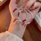 平安喜乐宝宝纯银手镯婴儿S999足银镯子实心儿童满月周岁小孩礼物