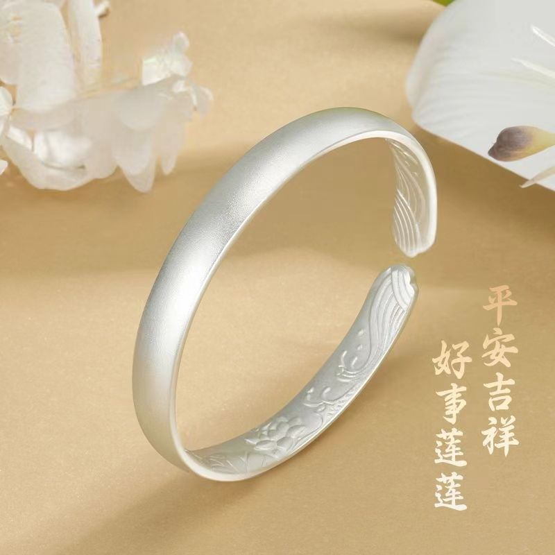 纯银手镯实心足银镯子送生日礼物