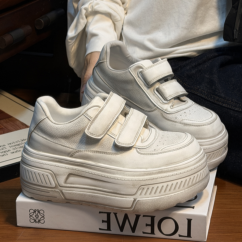 欧货真皮做旧面包小白鞋女板鞋