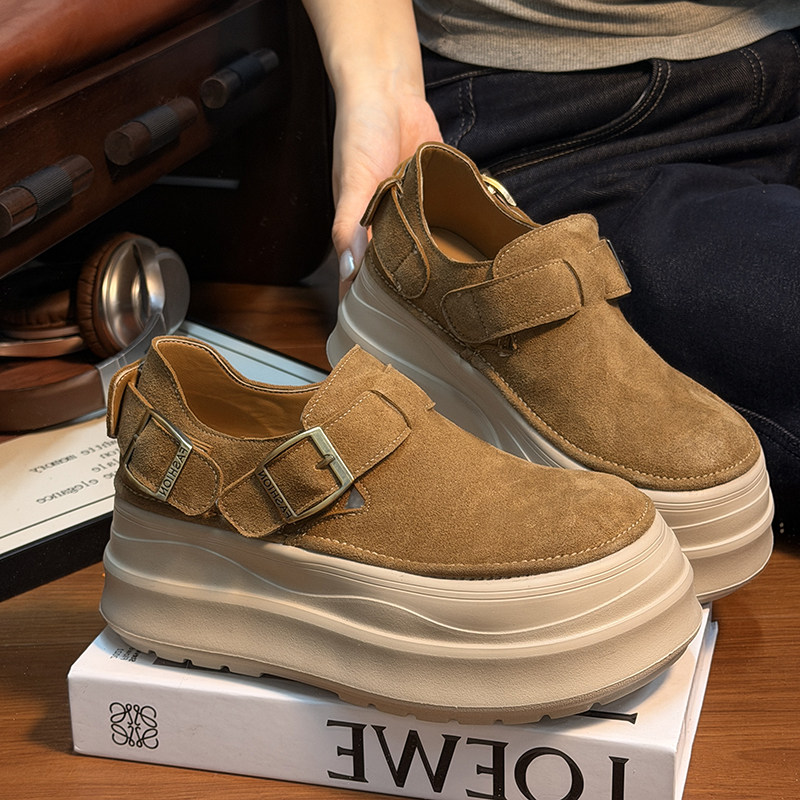 复古真皮大头面包鞋女厚底松糕丑萌勃肯鞋小个子内增高休闲乐福鞋,女鞋,勃肯鞋/软木鞋,淘宝优惠券,粉丝福利购,淘宝优惠卷