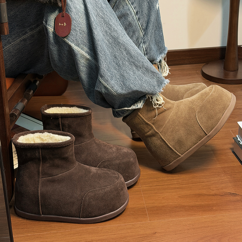 真皮丑萌大头松糕厚底马丁靴女