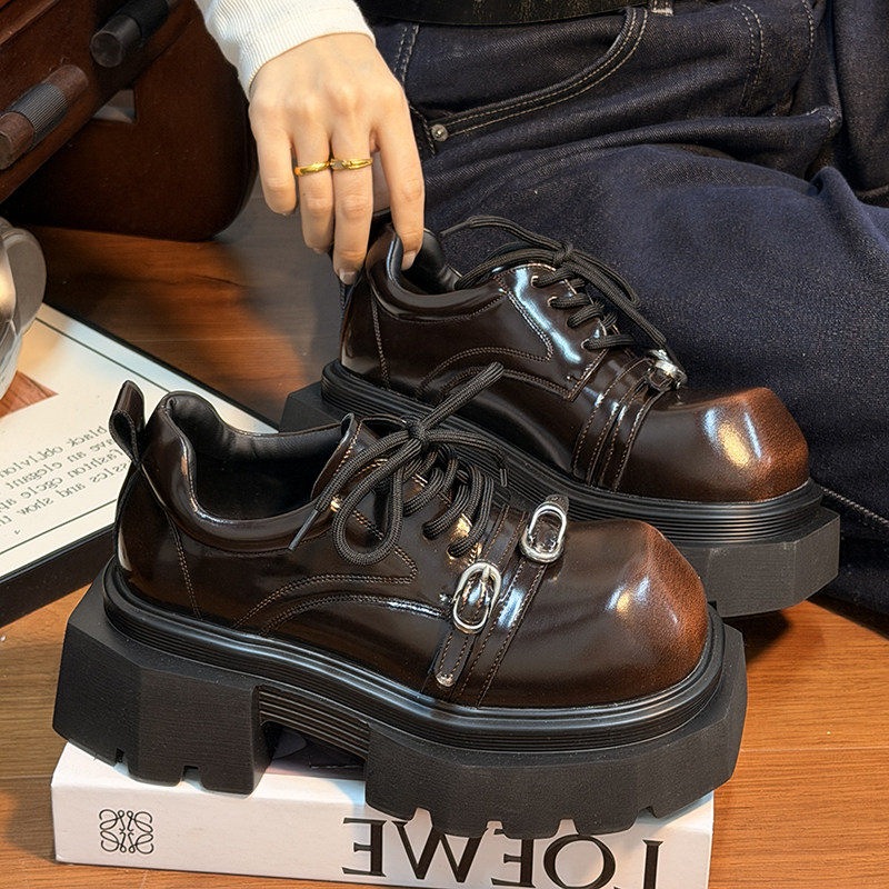 复古真皮松糕厚底小皮鞋女英伦风圆头德比鞋小个子增高乐福鞋单鞋,女鞋,乐福鞋（豆豆鞋）,淘宝优惠券,粉丝福利购,淘宝优惠卷