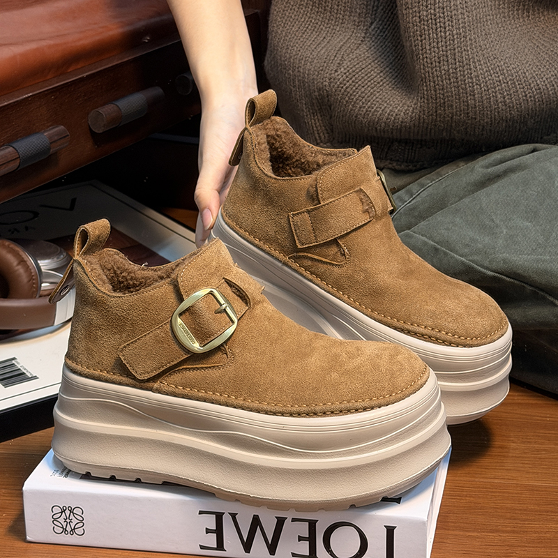 真皮大头松糕厚底雪地靴女加绒