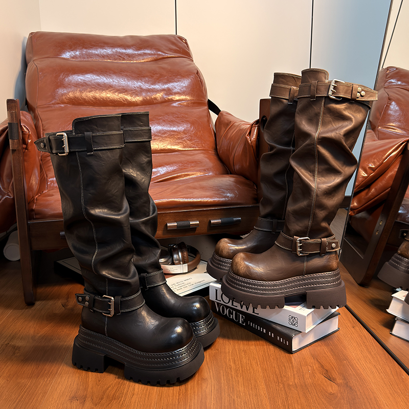 欧货真皮厚底马丁靴女英伦风