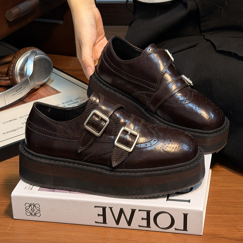 复古真皮松糕厚底小皮鞋女英伦风圆头德比鞋小个子增高乐福鞋单鞋,女鞋,牛津鞋/布洛克鞋/德比鞋,淘宝优惠券,粉丝福利购,淘宝优惠卷