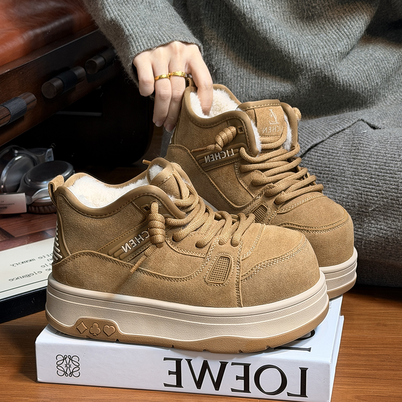 真皮羊毛丑萌大头厚底雪地靴女