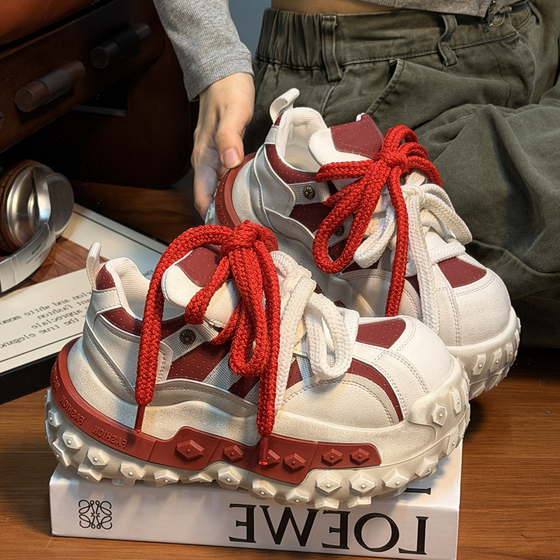 欧货真皮做旧面包鞋女厚底松糕老爹鞋百搭小个子增高面包休闲板鞋,女鞋,老爹鞋,淘宝优惠券,粉丝福利购,淘宝优惠卷