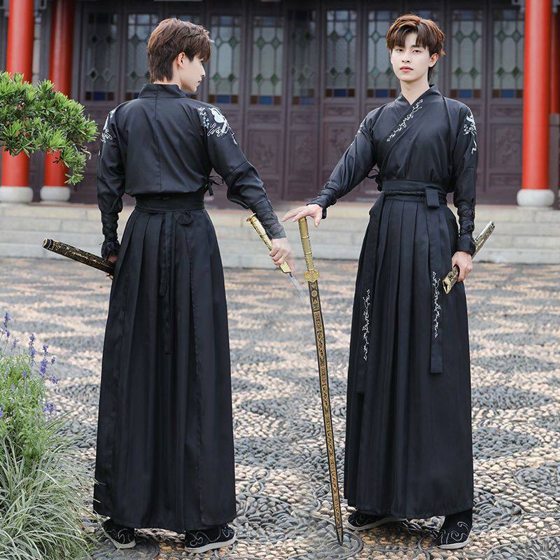 新款中国风武侠公子服男士情侣款书生学生班服套装古装汉服