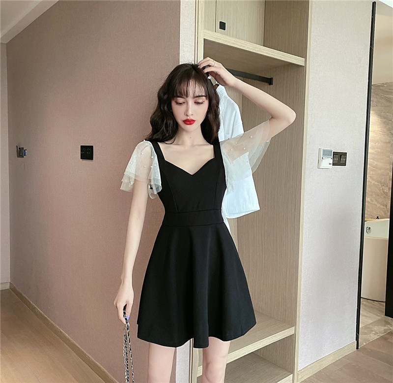 夜 店女装性感连衣裙底胸V领收腰显瘦公主裙浴足桑拿技师工作服