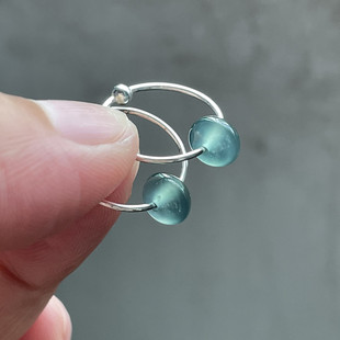 【天然翡翠耳环】耳扣冰蓝绿圆圈耳圈小众精致高级感轻奢女款耳饰