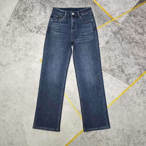 鑫淼外贸 加绒加厚烟管裤 弹力修身保暖裤 中高腰一体绒直筒长裤