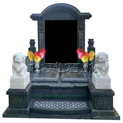 曲阳石雕花岗岩中式墓碑定制