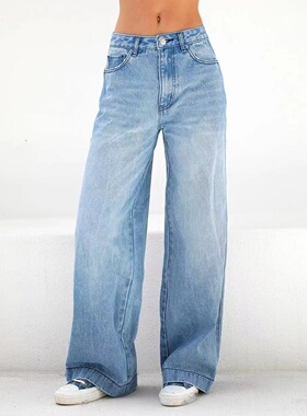 Highquality new wide leg jeans高质量欧美新款阔腿裤气质牛仔裤