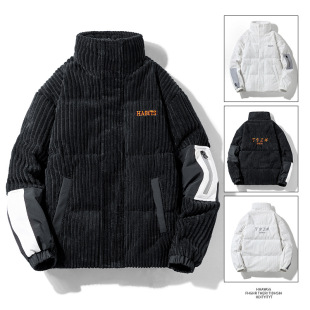 羽绒服男复古灯芯绒宽松外套Down jacket vintage corduroy loose