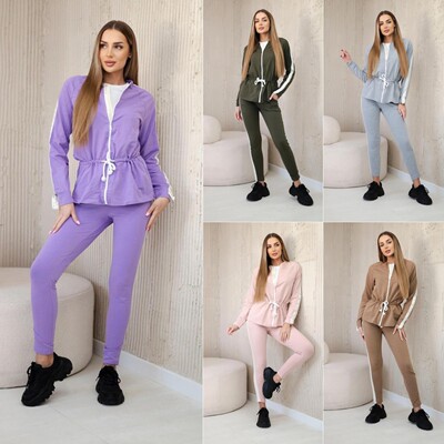 修身长袖上衣运动裤套装