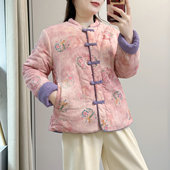 新中式 风复古国风立领盘扣棉服女2025冬季 加厚保暖花棉袄棉衣外套