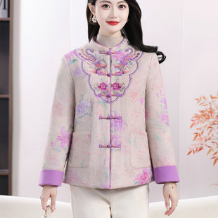 复古印花棉衣棉袄外套 新款 新中式 国风盘扣加厚保暖棉服女2025冬季
