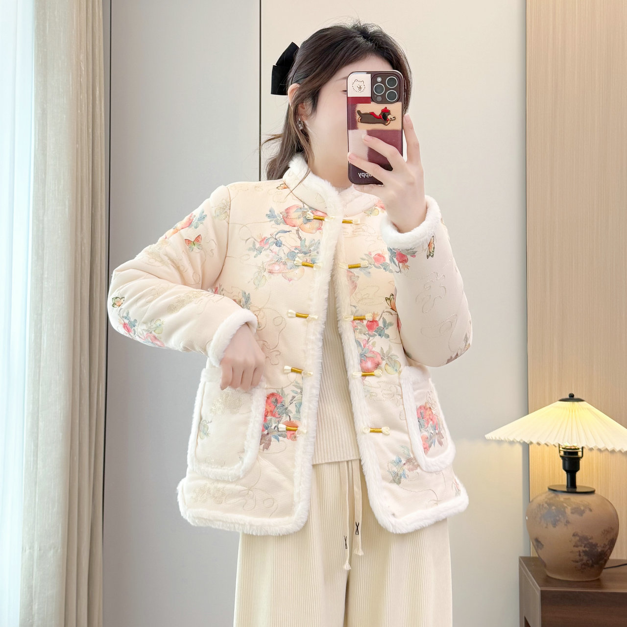 新中式国风盘扣加绒棉服女