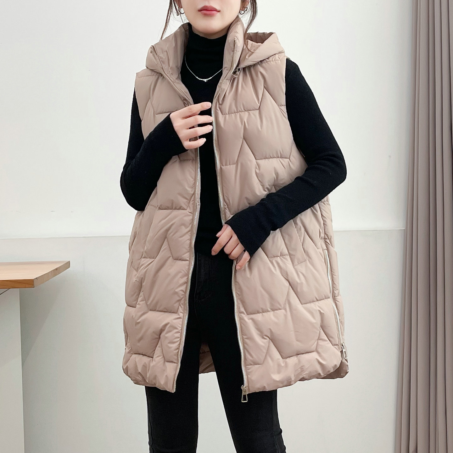 欧版休闲中长款羽绒棉马甲女外搭