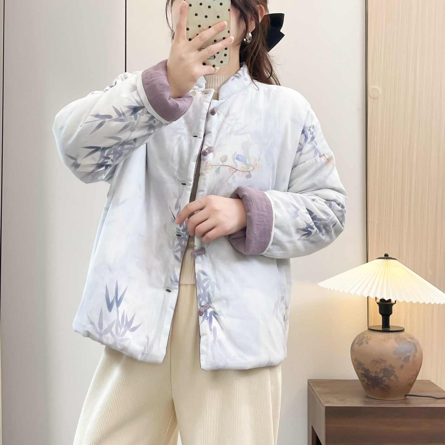 新中式国风复古碎花双面穿棉服