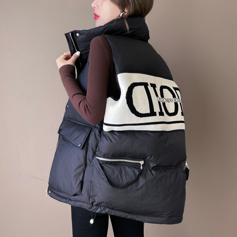 拉链宽松立领羽绒棉马甲免洗新款