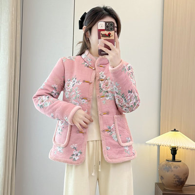新中式国风盘扣加绒加厚棉服