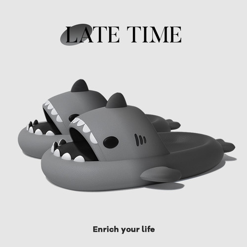 踩屎感鲨鱼拖鞋男夏季外穿凉拖男