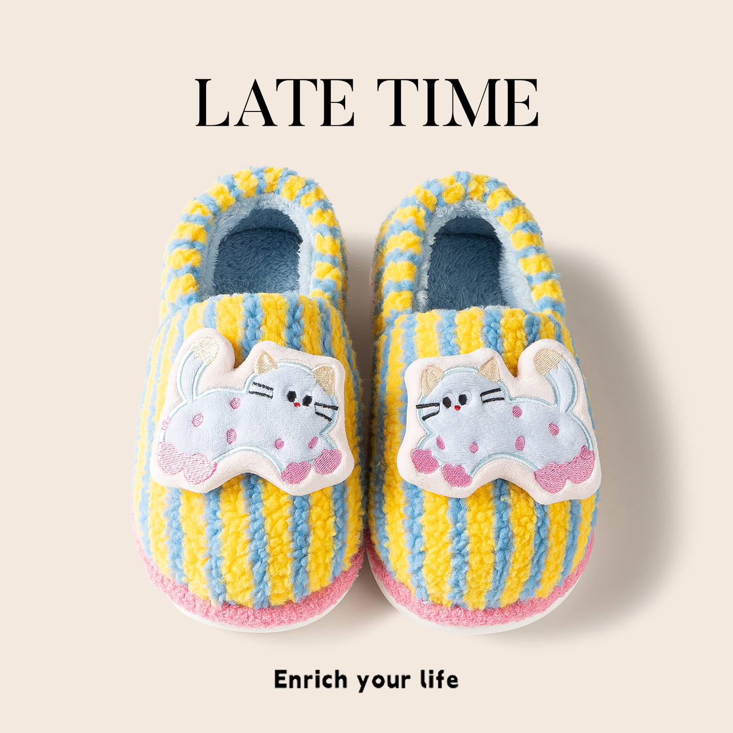 迟到时光保暖包跟地板棉拖鞋