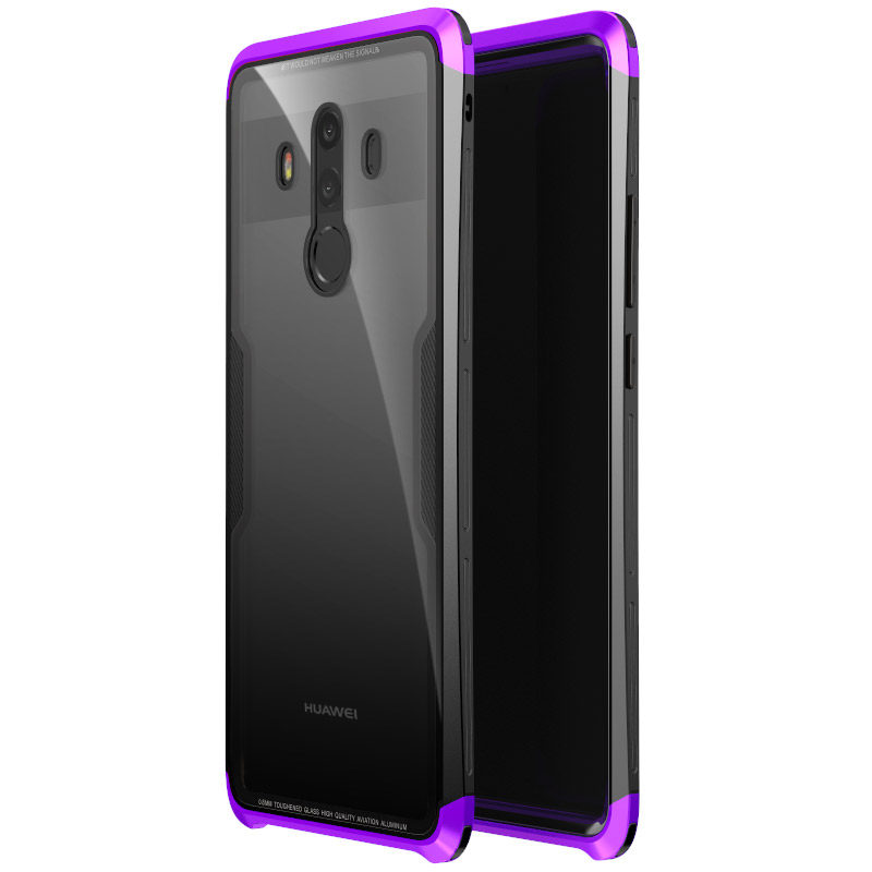 Luphie Nunchaku Airframe Metal Frame Air Barrier Tempered Glass Back Case Cover for Huawei Mate 10 Pro