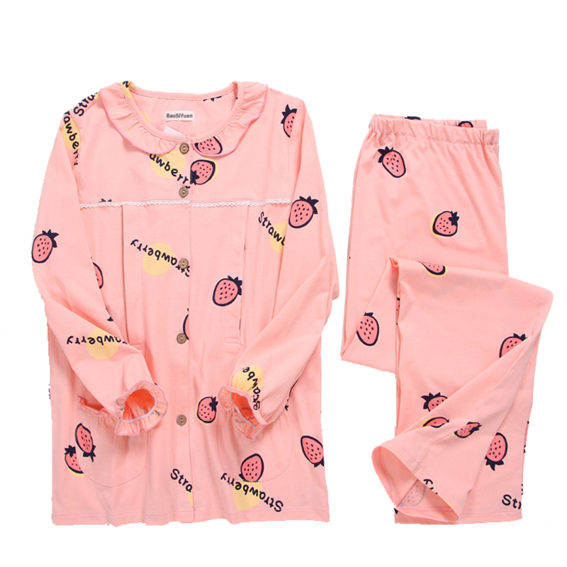 月子服纯棉喂奶产妇哺乳衣