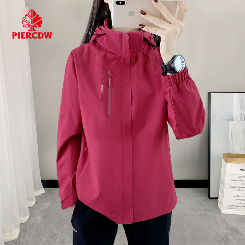 帕瑞萨/PIERCDW冲锋衣男女春秋户外常规款徒步透气中老年连帽外套