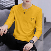 长袖 宽松纯棉潮流男士 T恤圆领上衣服 学生情侣体恤打底衫 2026春季