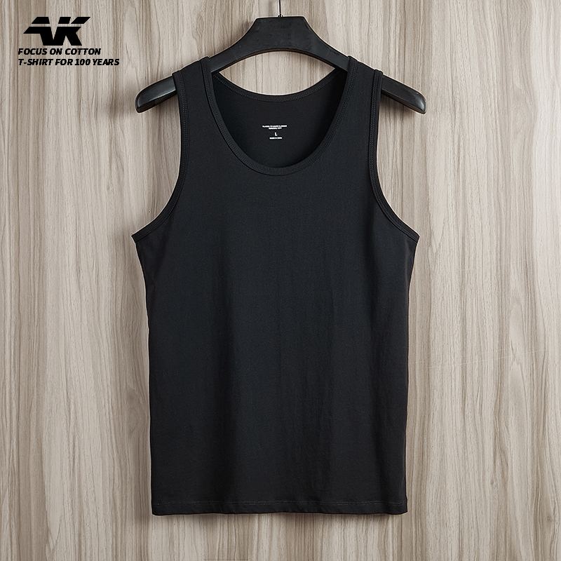 2025健身运动男士夏季无袖背心男装白色潮牌汗衫纯色坎肩衣服打底